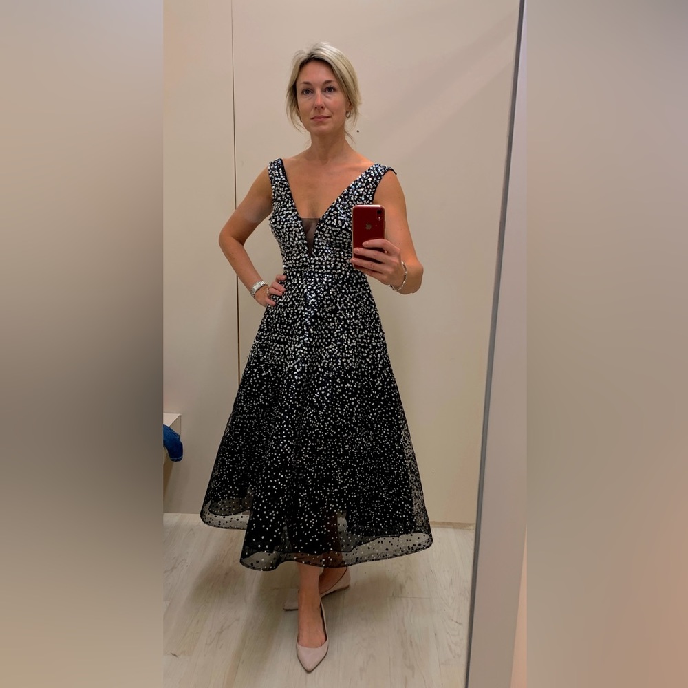 Betsy & Adam Organza Sequin dress.